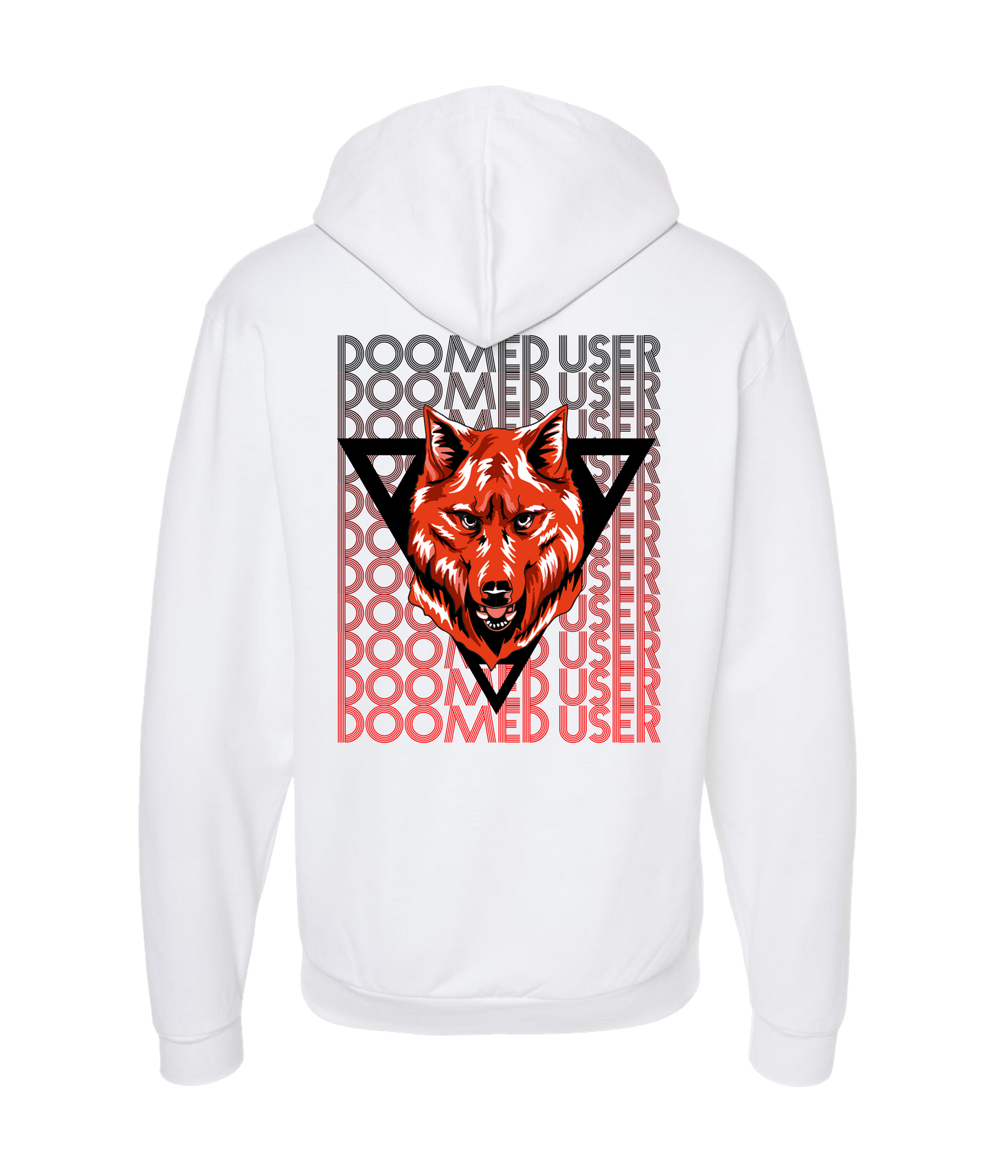 Doomed User - Wolf Red - White Zip Up Hoodie