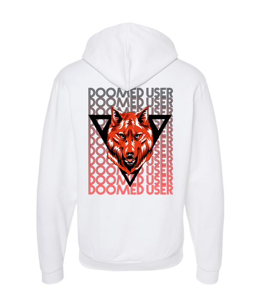 Doomed User - Wolf Red - White Zip Up Hoodie