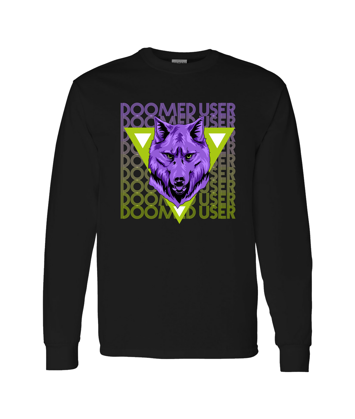 Doomed User - Wolf Purple - Black Long Sleeve T