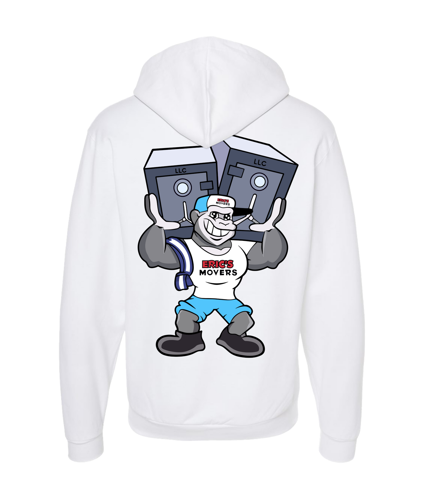 Eric's Movers - Double Armed  - White Zip Up Hoodie