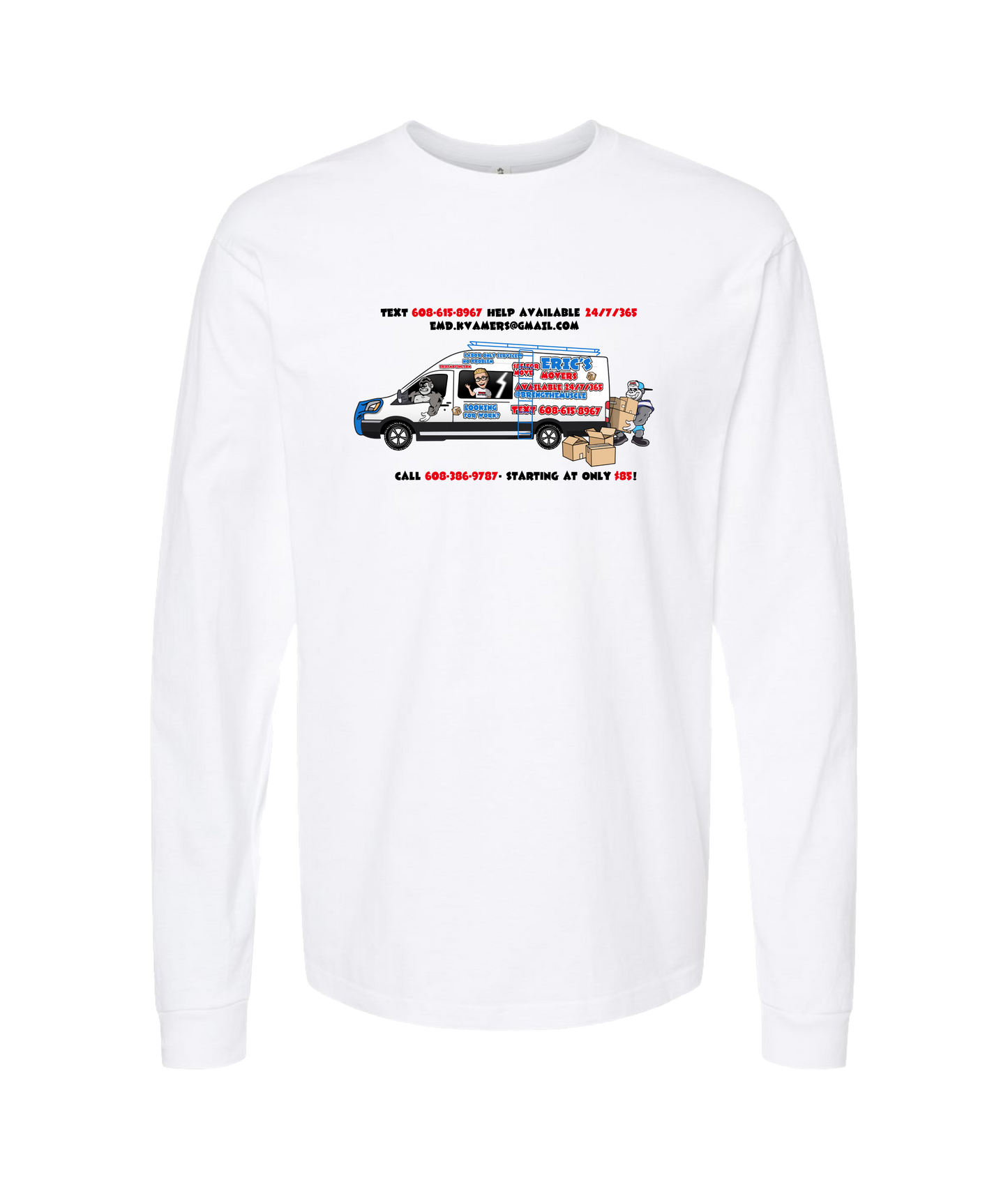 Eric's Movers - Moving Van - White Long Sleeve T