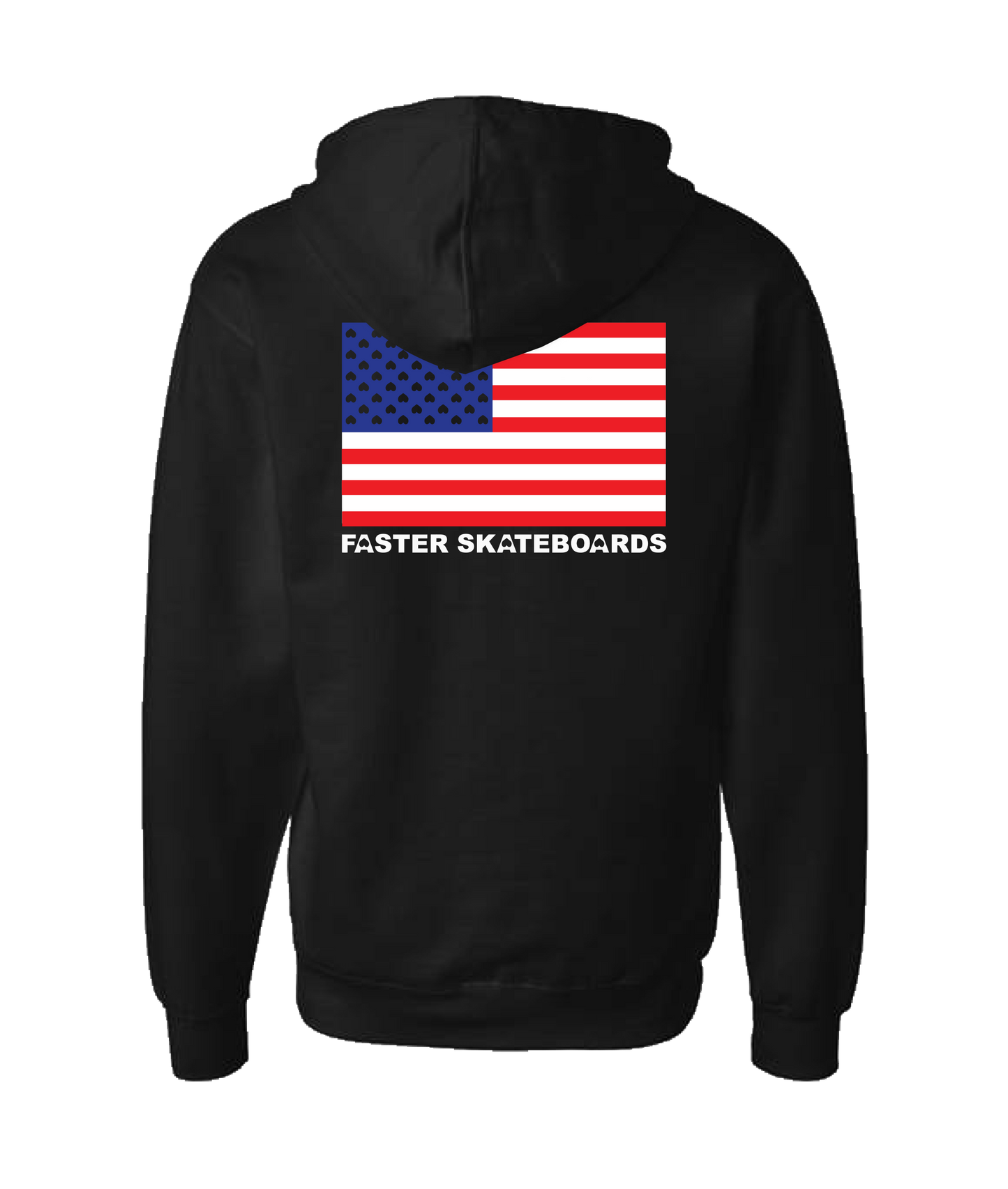 Faster Skateboards - FLAG - Black Zip Up Hoodie