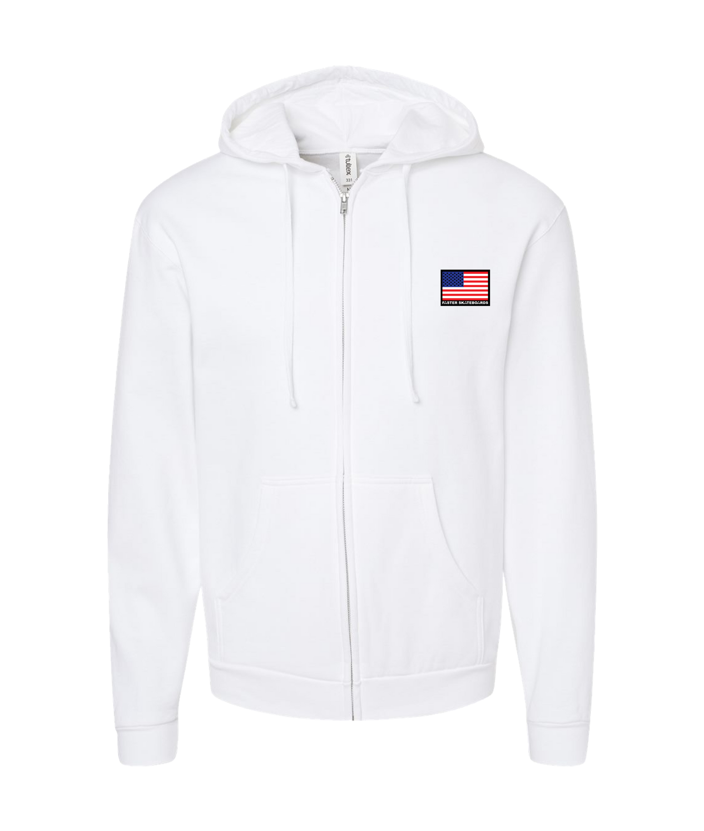 Faster Skateboards - FLAG - White Zip Up Hoodie