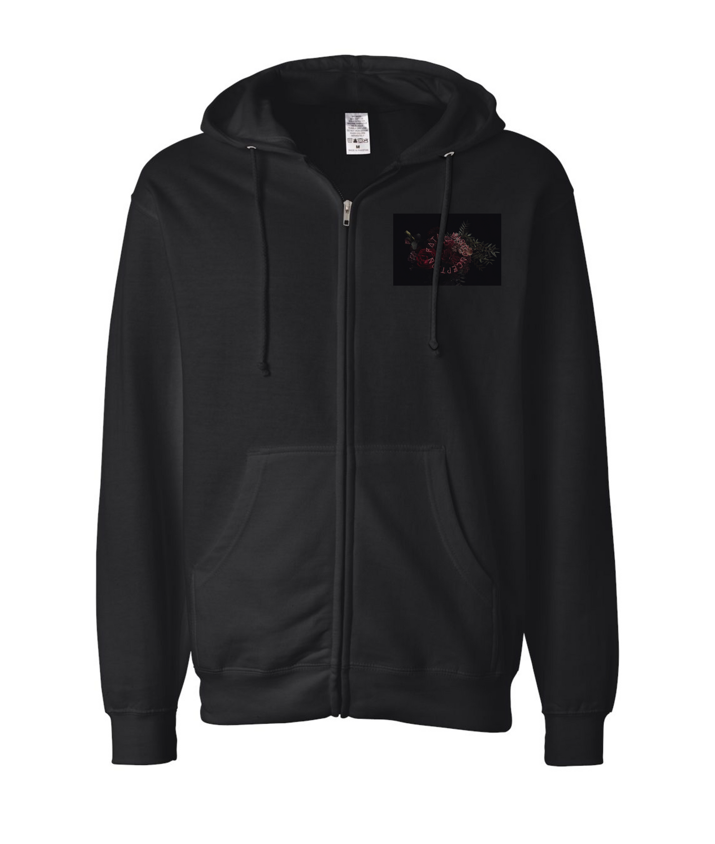 V-FATMTOP - Rose - Black Zip Up Hoodie
