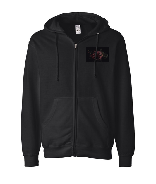 V-FATMTOP - Rose - Black Zip Up Hoodie