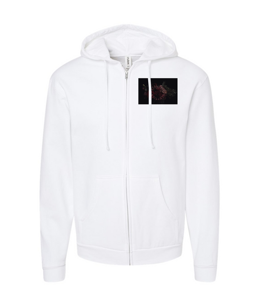 V-FATMTOP - Rose - White Zip Up Hoodie
