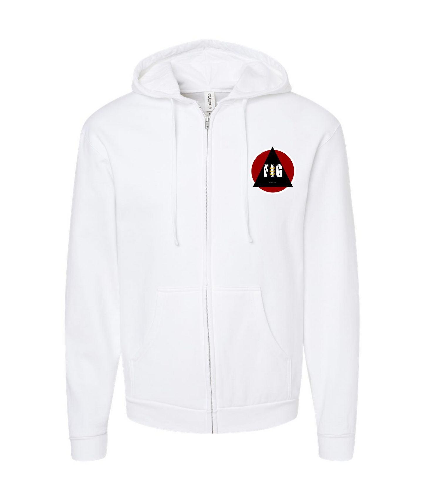 V-FIGBTOP - FAITH IN GOD - White Zip Up Hoodie