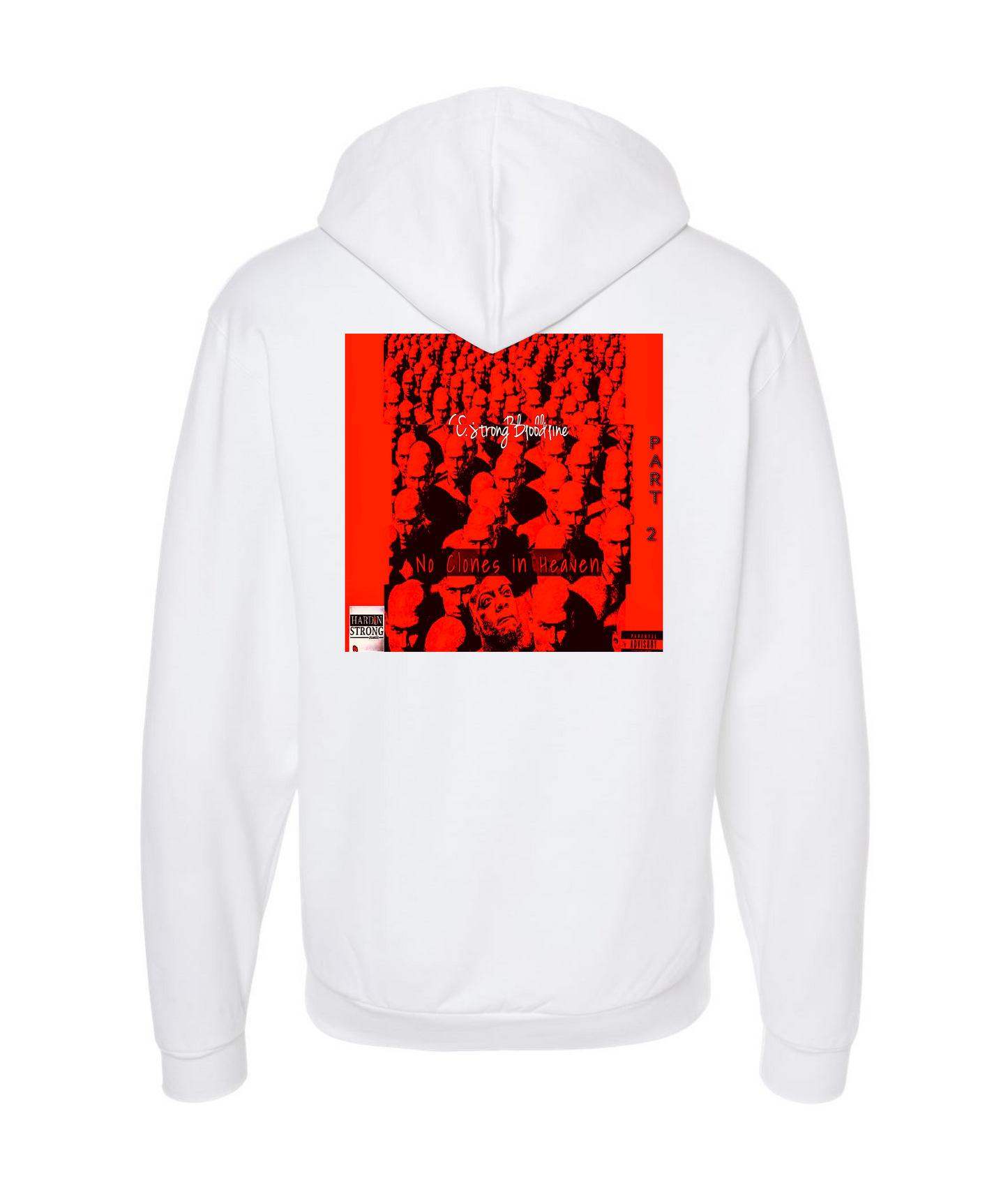 V-FIGBTOP - NO CLONES IN HEAVEN - White Zip Up Hoodie