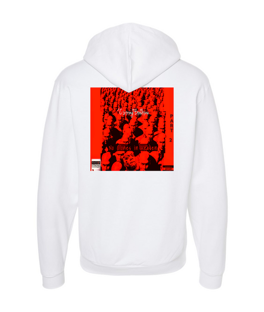 V-FIGBTOP - NO CLONES IN HEAVEN - White Zip Up Hoodie