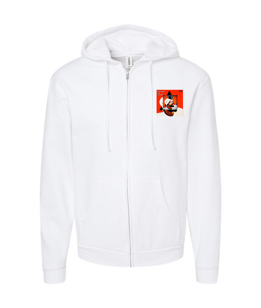 V-FIGBTOP - NO CLONES IN HEAVEN - White Zip Up Hoodie