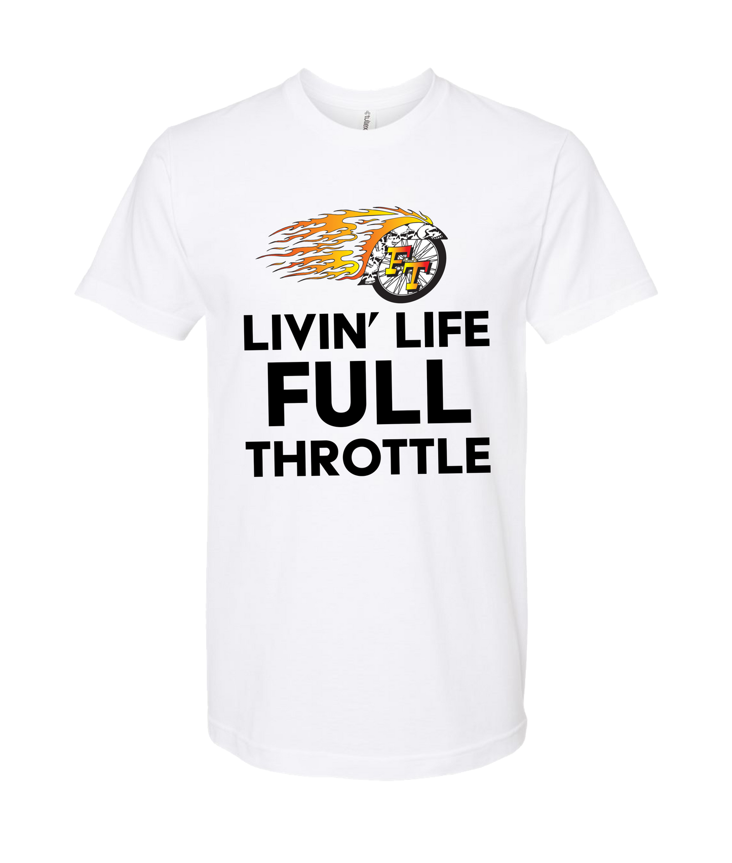 Full Throttle Magazine - FLAMING WHEEL - White T Shirt