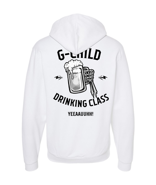 V-GCHTOP - DRINKING CLASS - White Zip Up Hoodie
