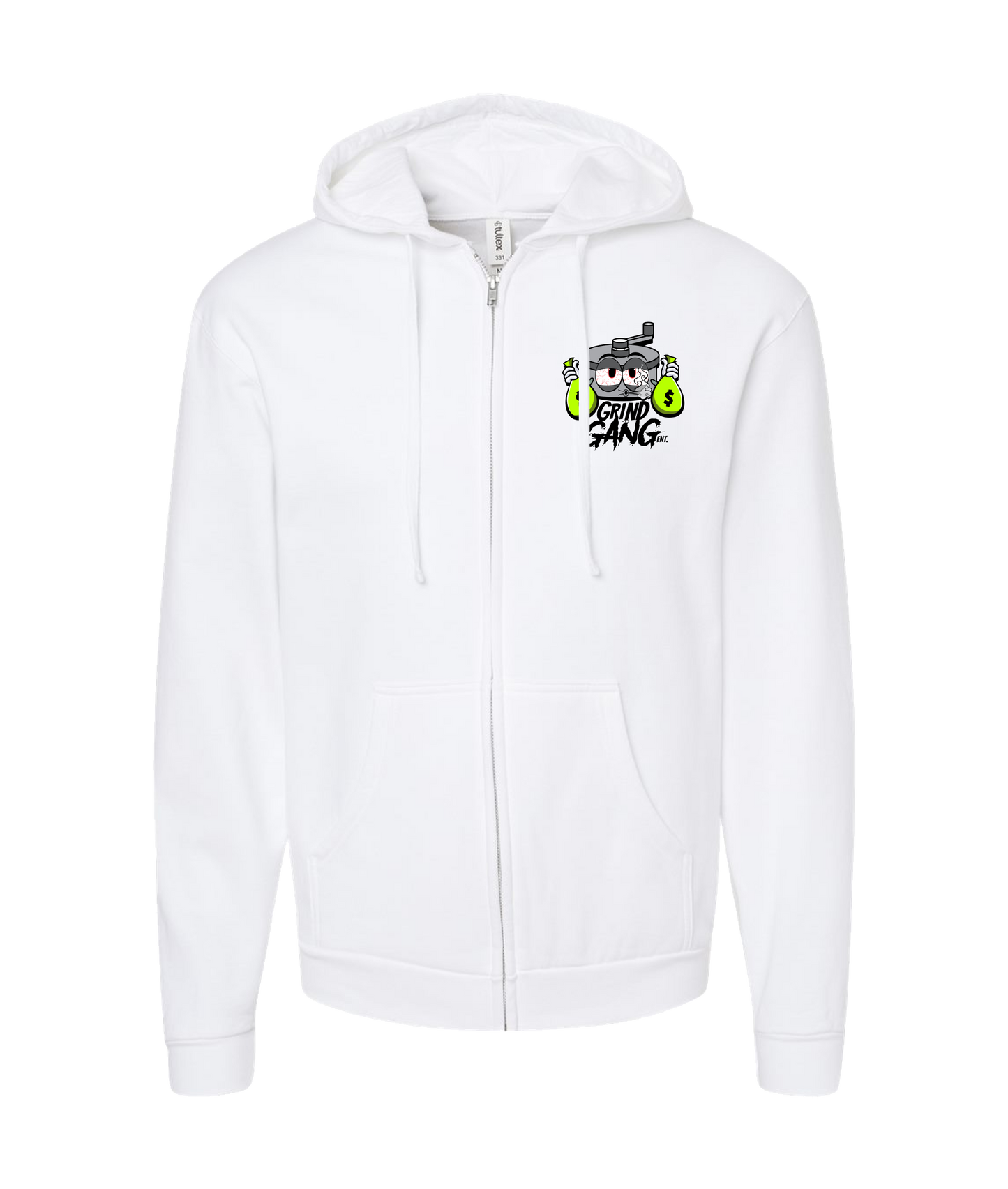 GRIND GANG ENT. LLC - SILVER GRINDER - White Zip Up Hoodie