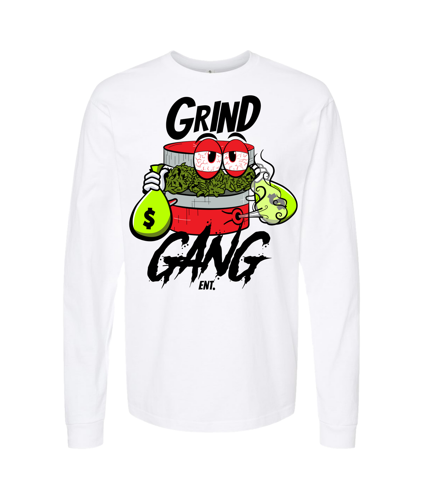 GRIND GANG ENT. LLC - RED GRINNDER - White Long Sleeve T