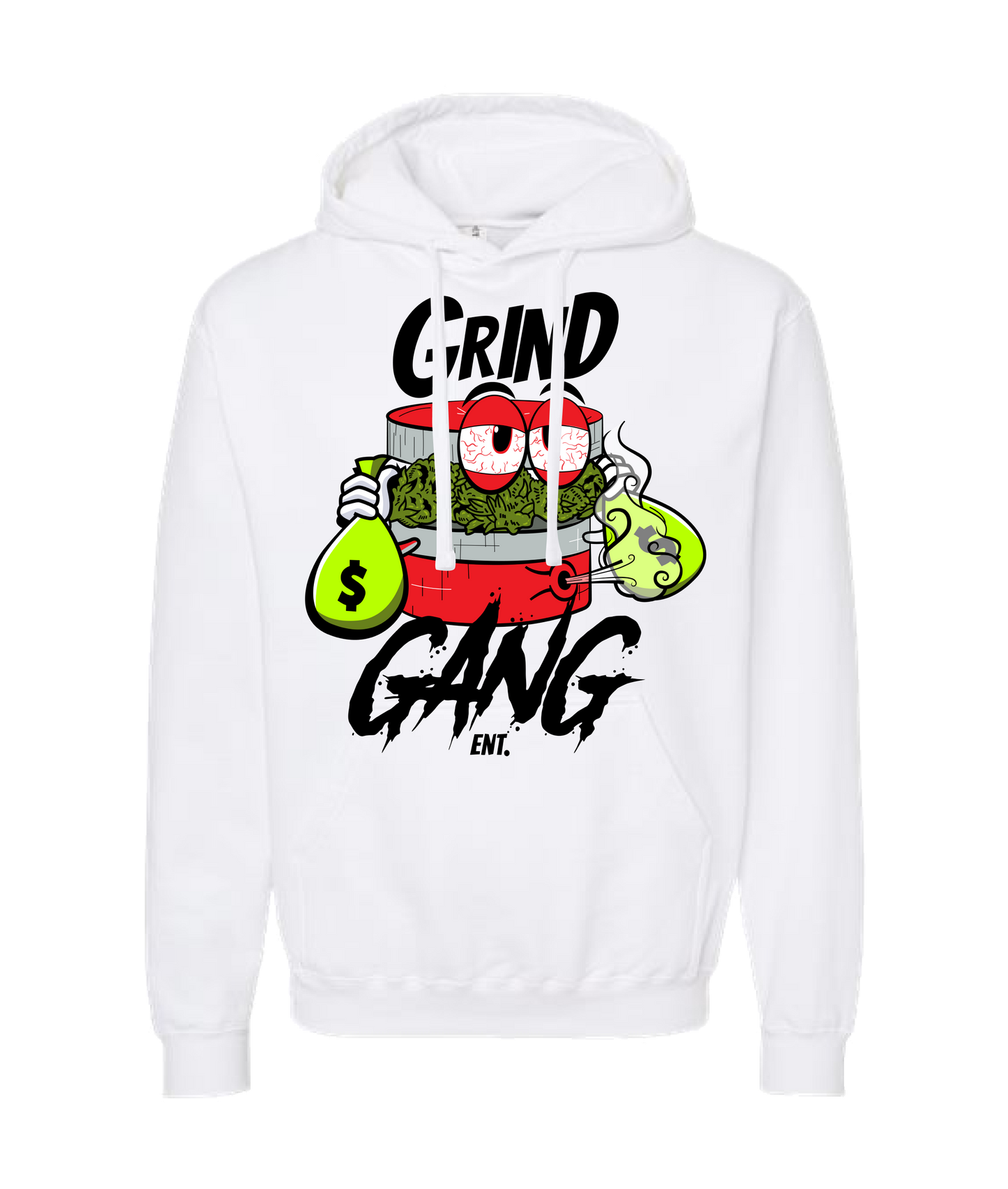 GRIND GANG ENT. LLC - RED GRINNDER - White Hoodie