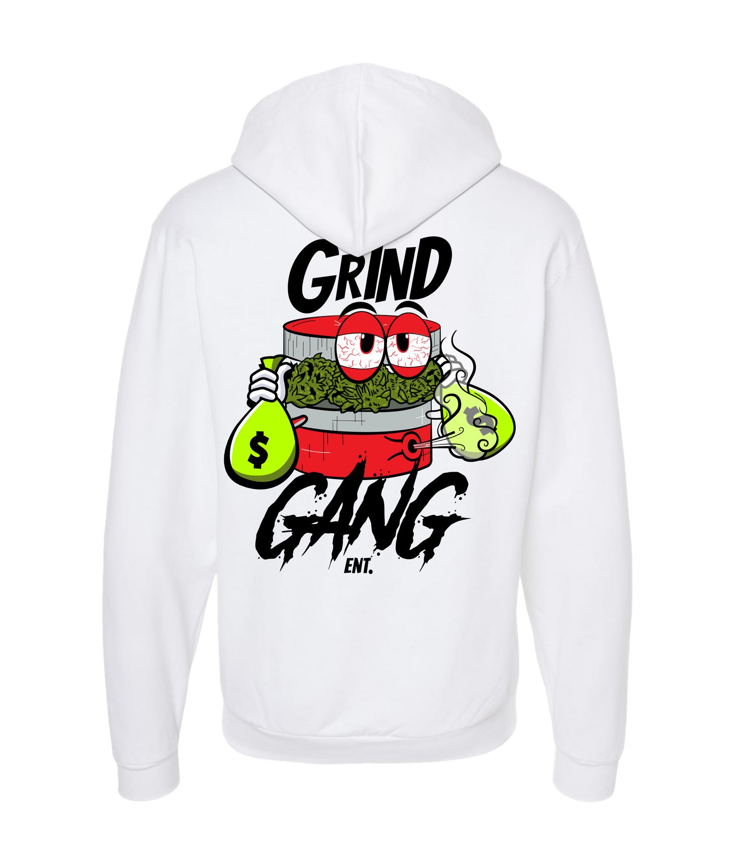 GRIND GANG ENT. LLC - RED GRINNDER - White Zip Up Hoodie