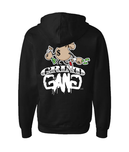 GRIND GANG ENT. LLC - MONEY BAG LOGO 1 - Black Zip Up Hoodie
