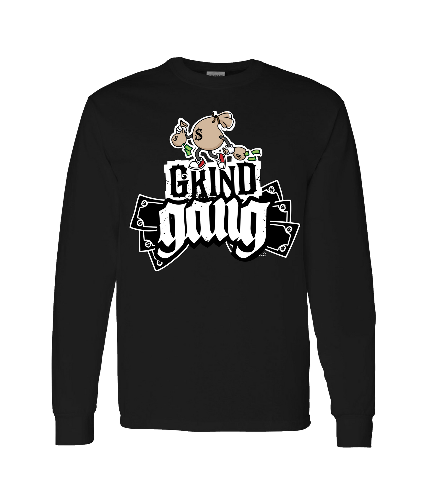 GRIND GANG ENT. LLC - MONEY BAG LOGO 2 - Black Long Sleeve T