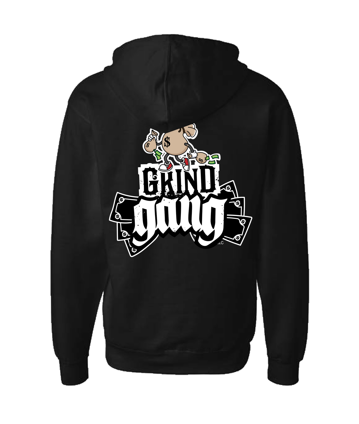 GRIND GANG ENT. LLC - MONEY BAG LOGO 2 - Black Zip Up Hoodie