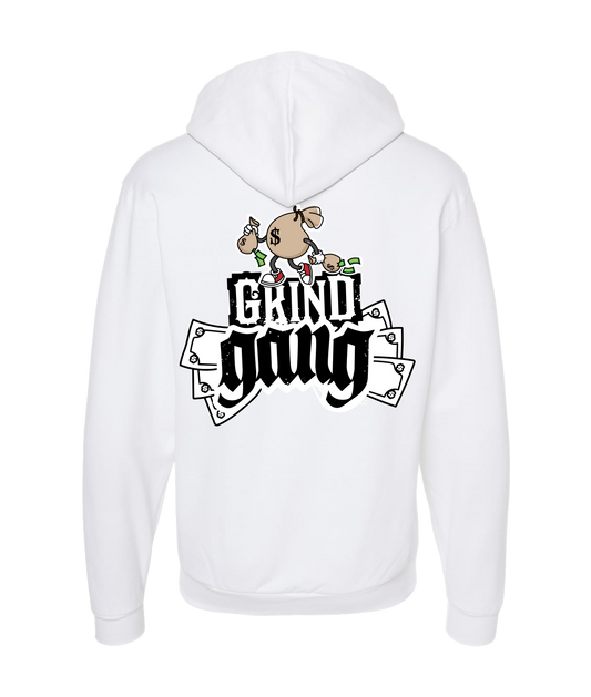 GRIND GANG ENT. LLC - MONEY BAG LOGO 2 - White Zip Up Hoodie