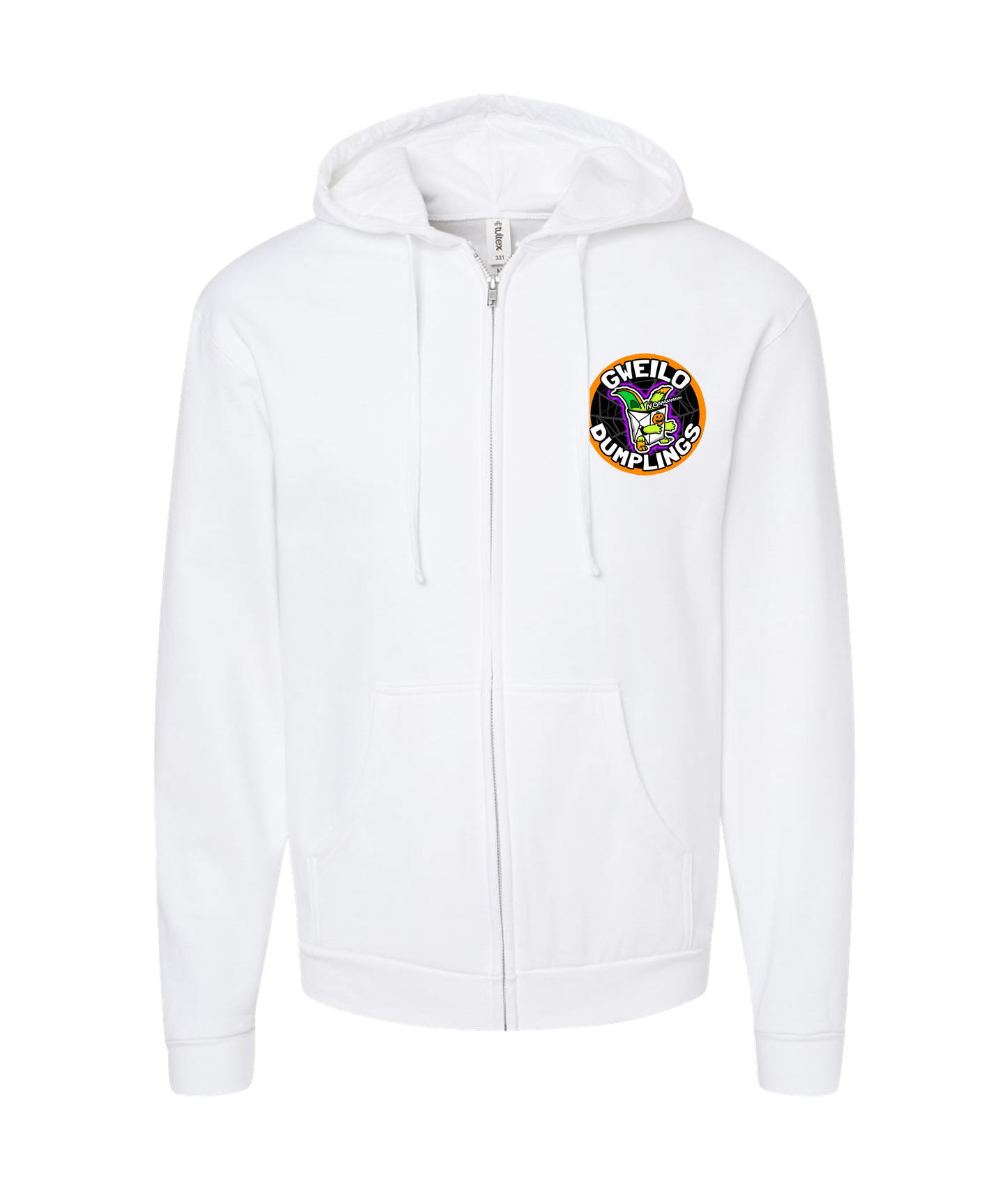 V-GWETOP - SPOOKY DUMPLINGS - White Zip Up Hoodie