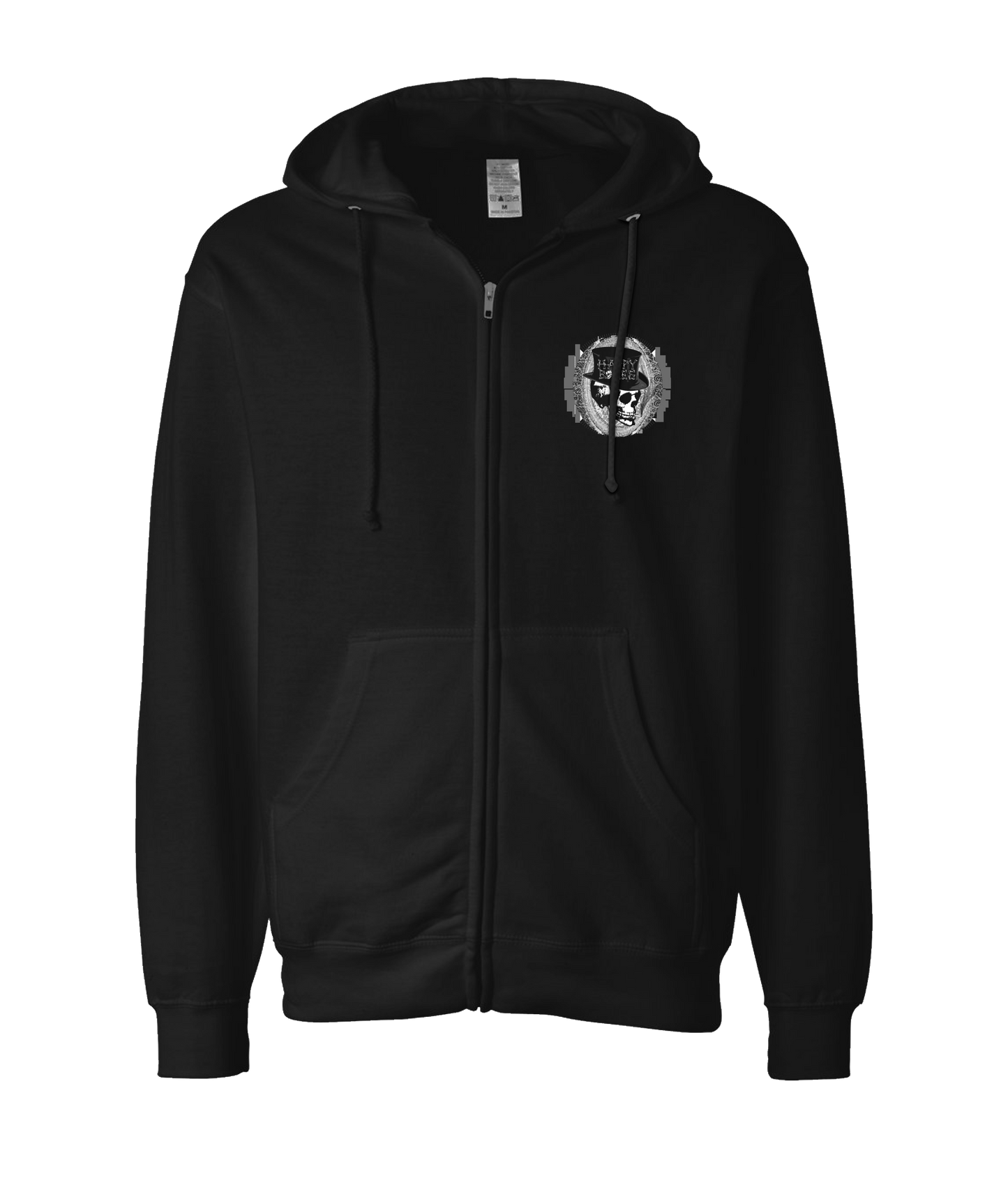 Happy Bones Jones - Smoking Skull - Black Zip Up Hoodie