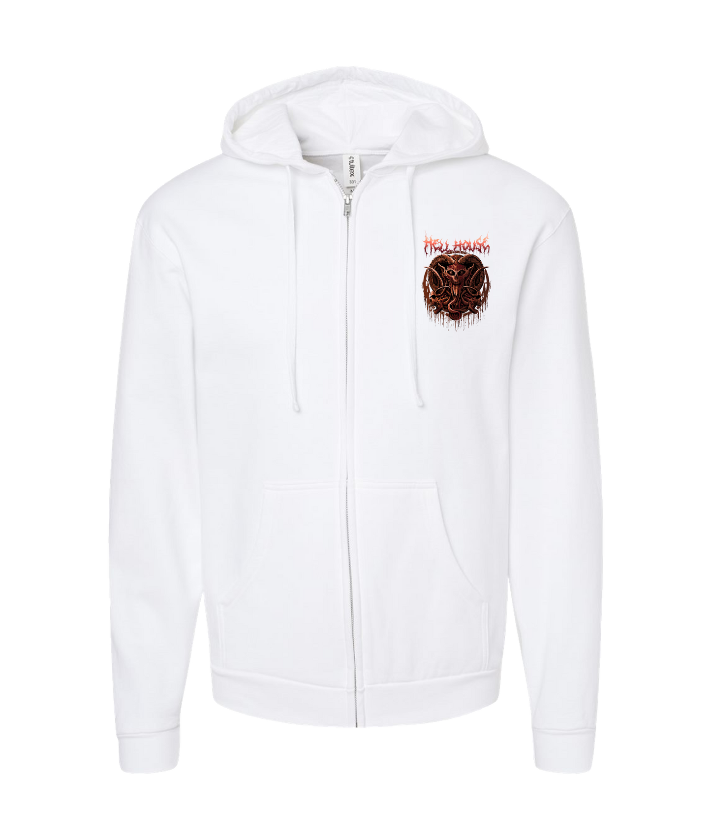 Hellhouse crypt - LORDSKVLL - White Zip Up Hoodie