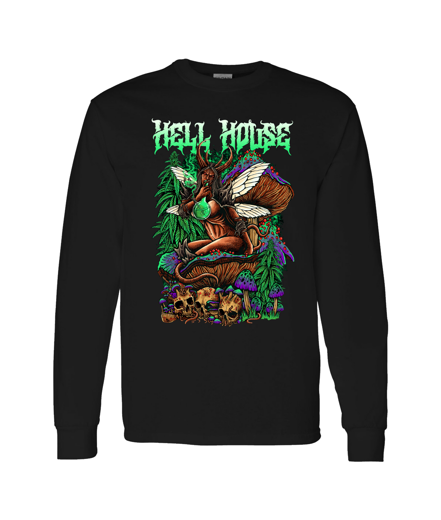 V-HELLTOP - MUSHROOM - Black Long Sleeve T