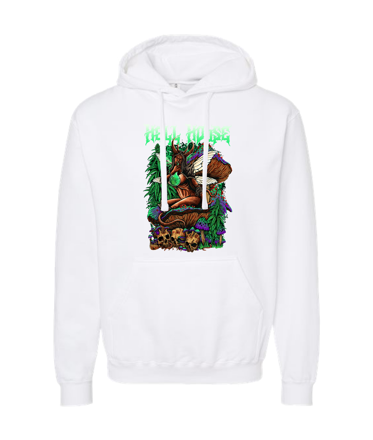 Hellhouse crypt - MUSHROOM - White Hoodie