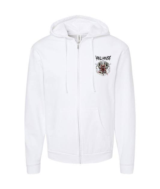 Hellhouse crypt - WOLFHORN - White Zip Up Hoodie