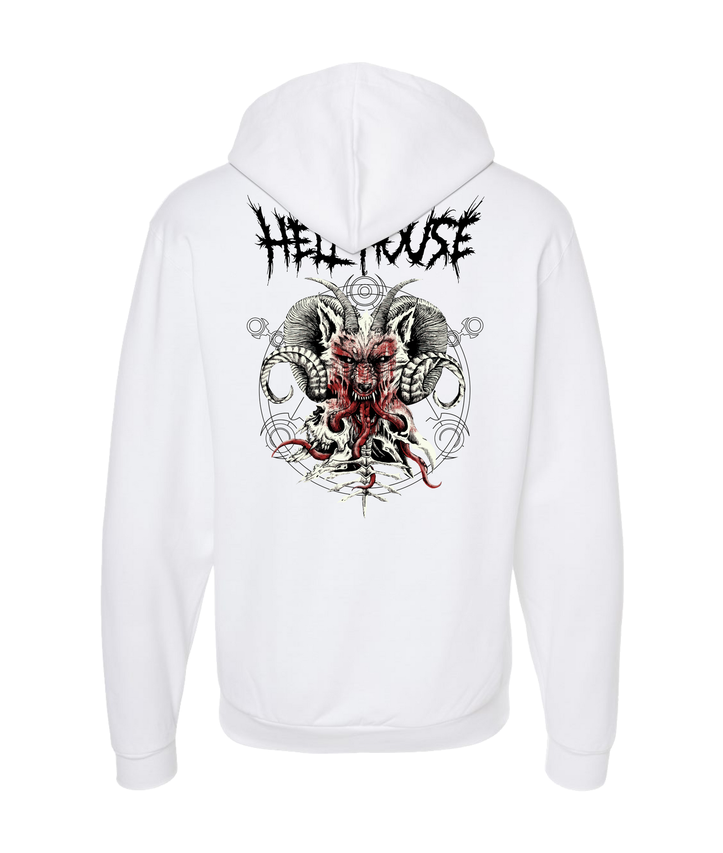 Hellhouse crypt - WOLFHORN - White Zip Up Hoodie