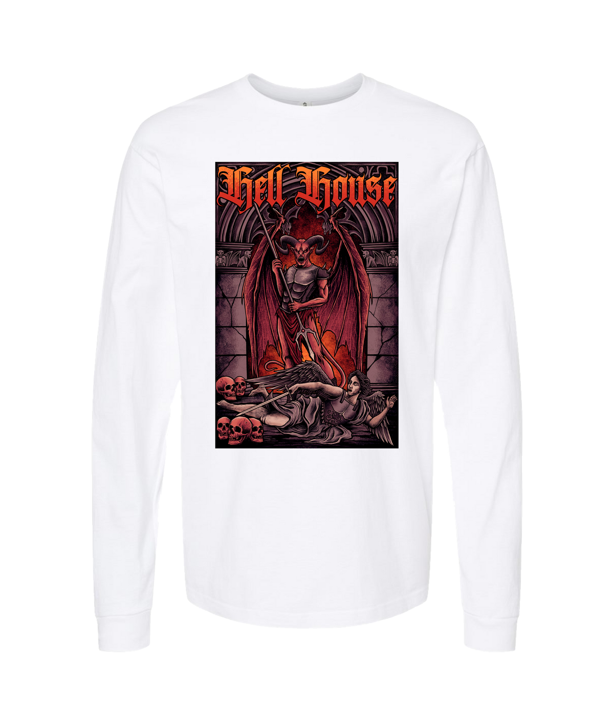 V-HELLTOP - Devil VS Michael  - White Long Sleeve T