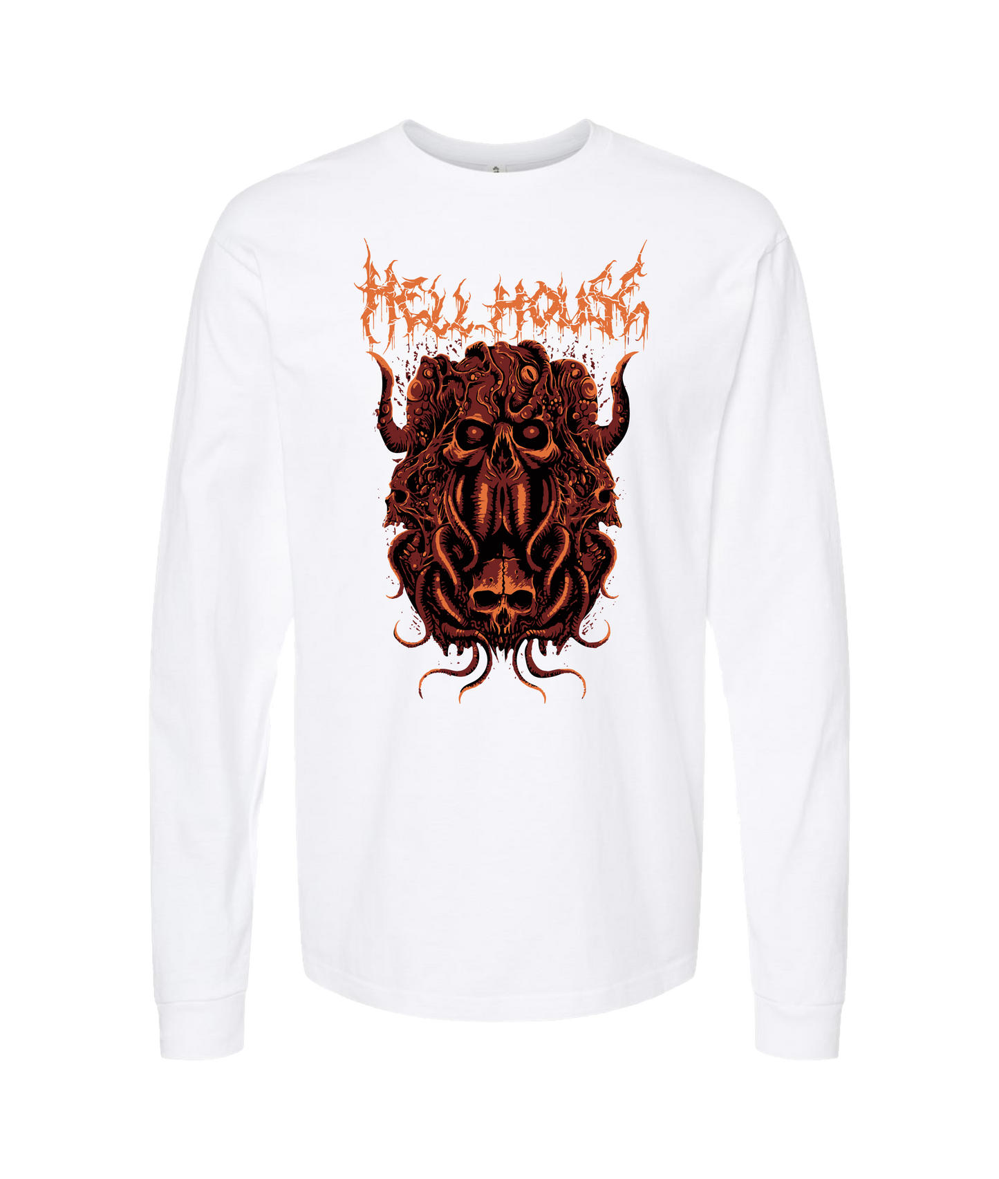 V-HELLTOP - OCTOPUSSSKVLL - White Long Sleeve T