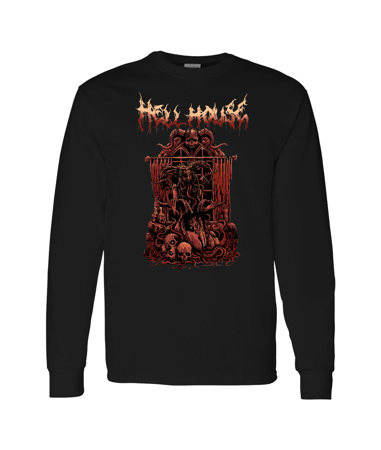 V-HELLTOP - GIRLGOAT - Black Long Sleeve T
