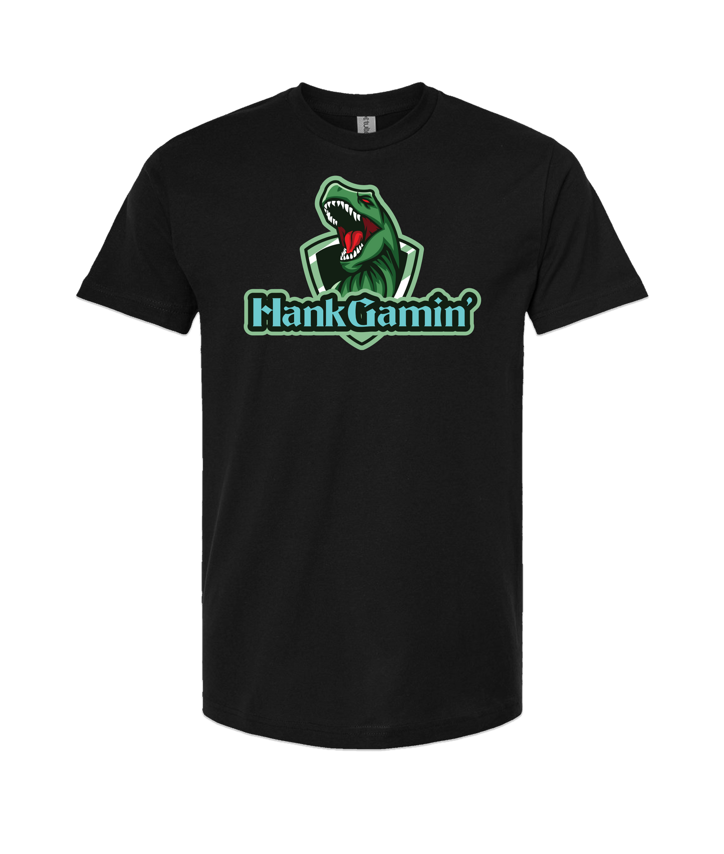 Hank Gamin' - T-Rex Green - Black T-Shirt