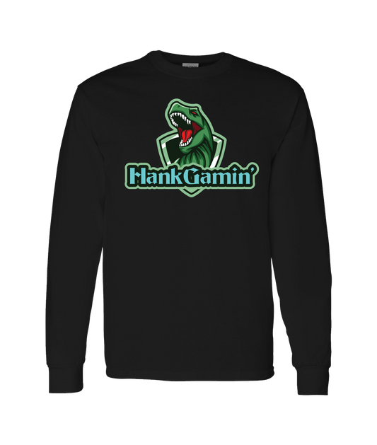 Hank Gamin' - T-Rex Green - Black Long Sleeve T