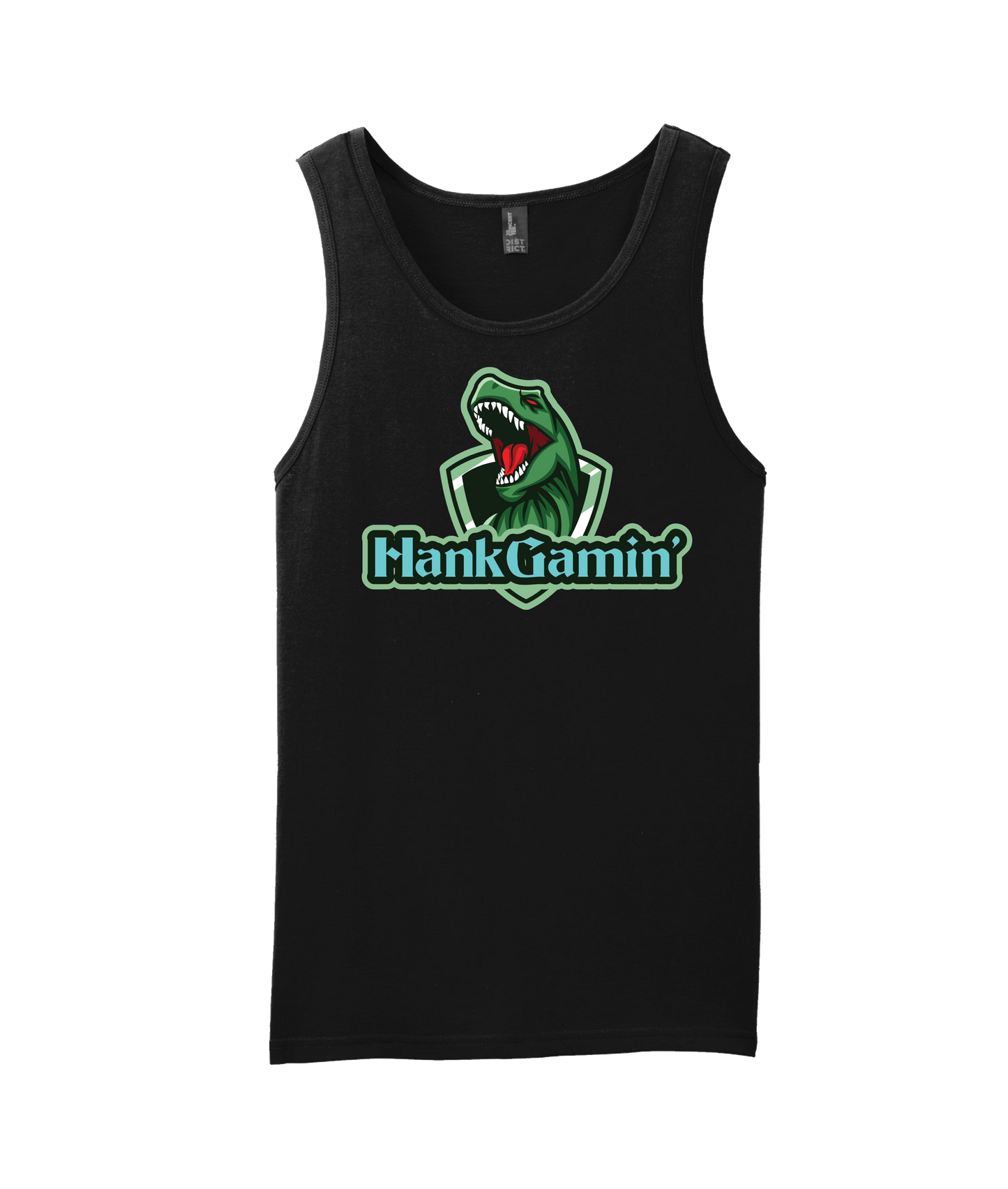 Hank Gamin' - T-Rex Green - Black Tank Top