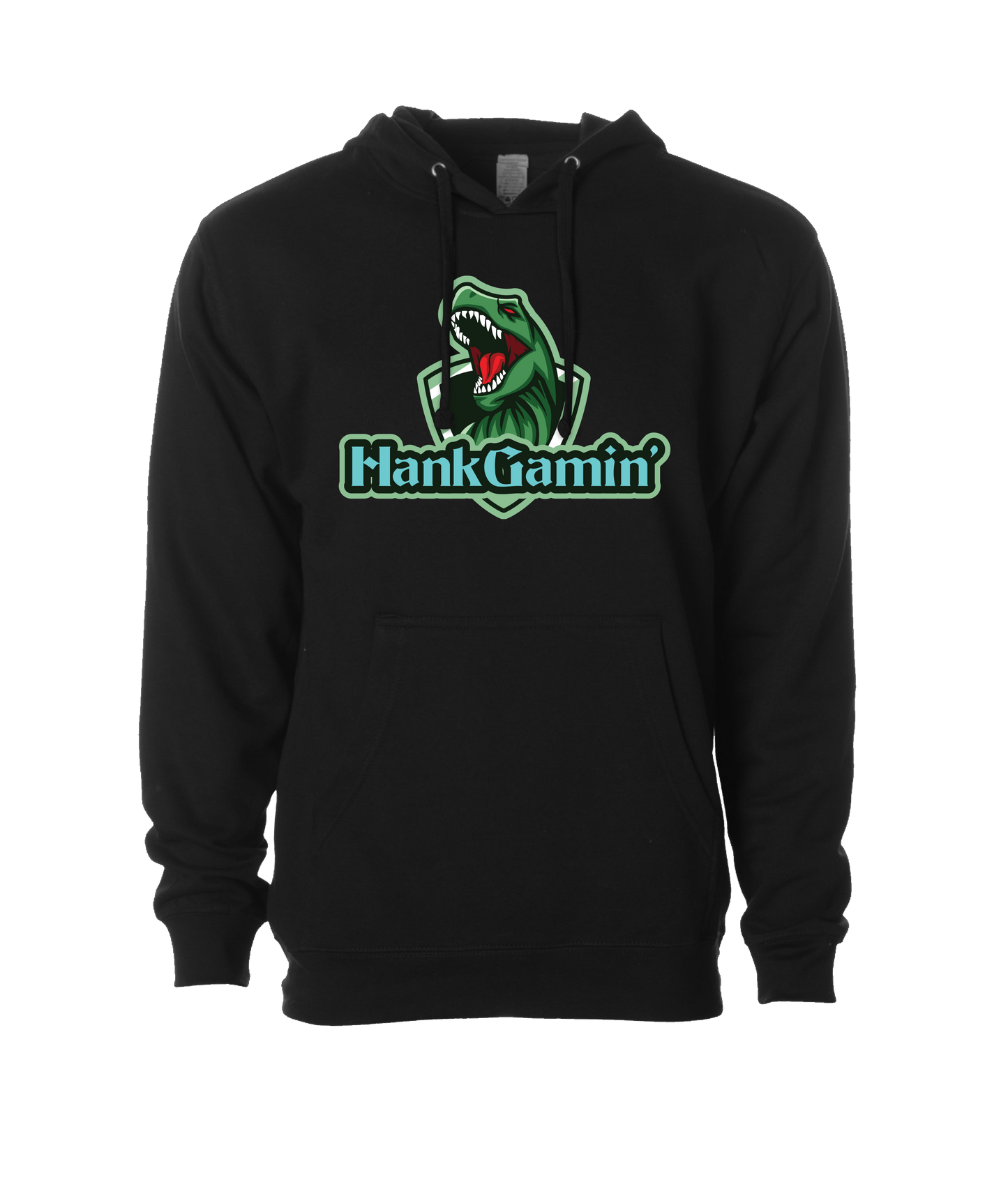 Hank Gamin' - T-Rex Green - Black Hoodie