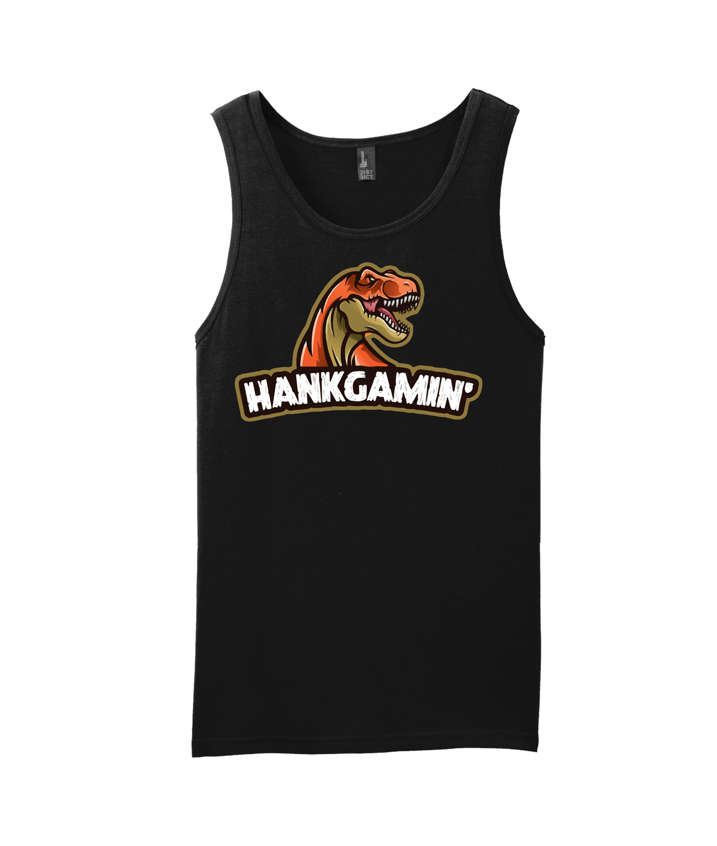 Hank Gamin' - T-Rex Orange - Black Tank Top