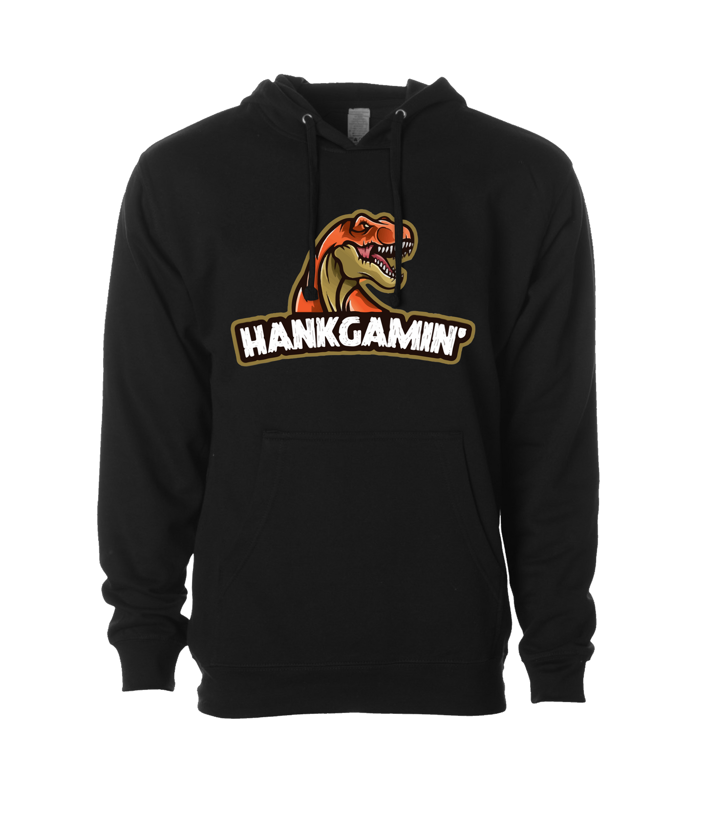 Hank Gamin' - T-Rex Orange - Black Hoodie