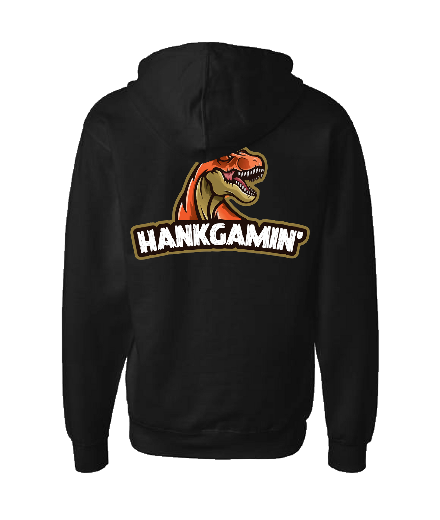 Hank Gamin' - T-Rex Orange - Black Zip Up Hoodie
