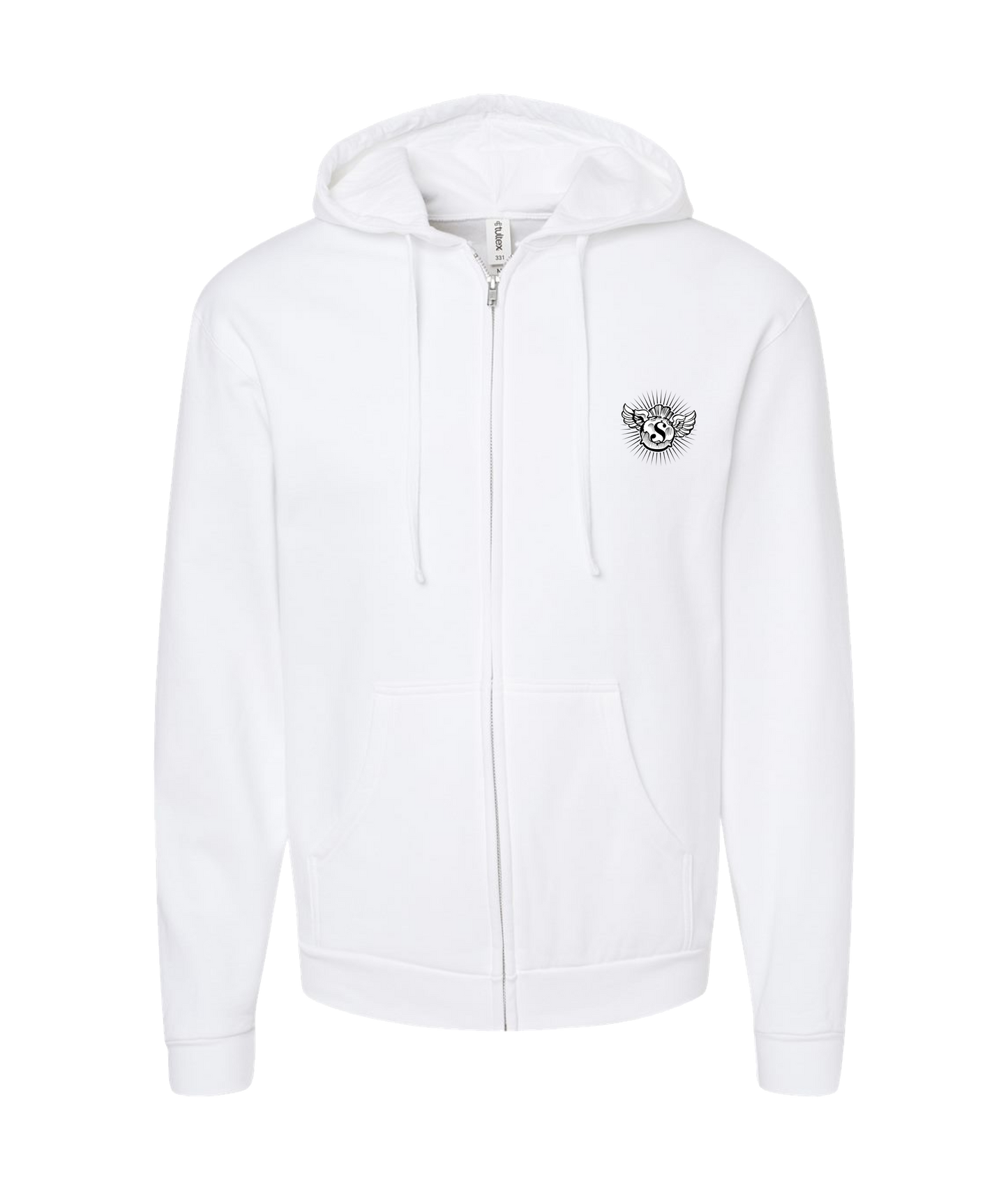 Hu$tle Hard - LOGO 1 - White Zip Up Hoodie