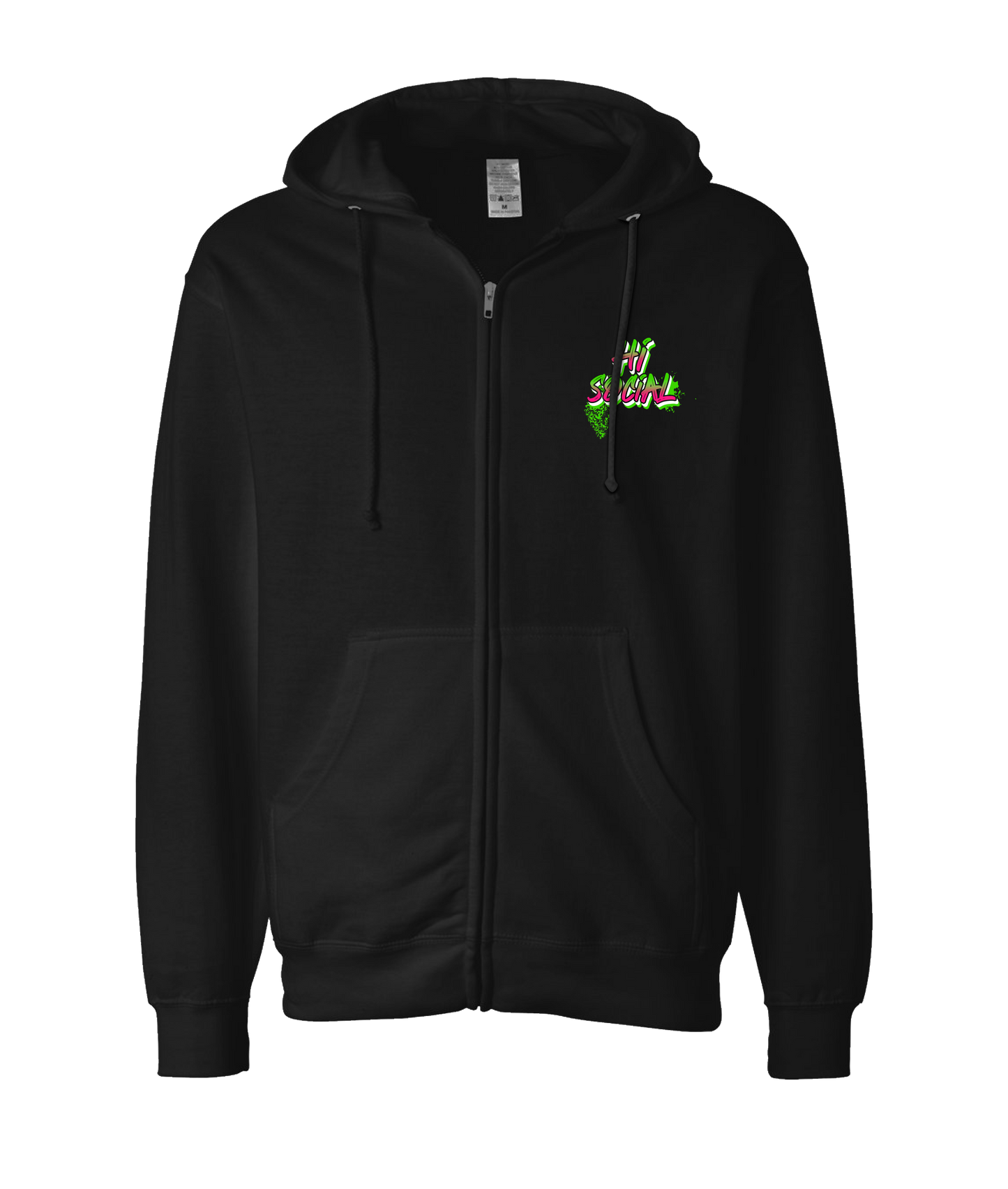 HiSocial - Logo - Black Zip Up Hoodie