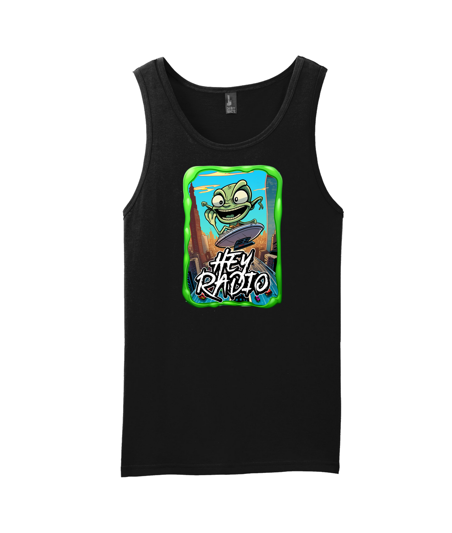 Hey Radio - Alian on a UFO - Black Tank Top