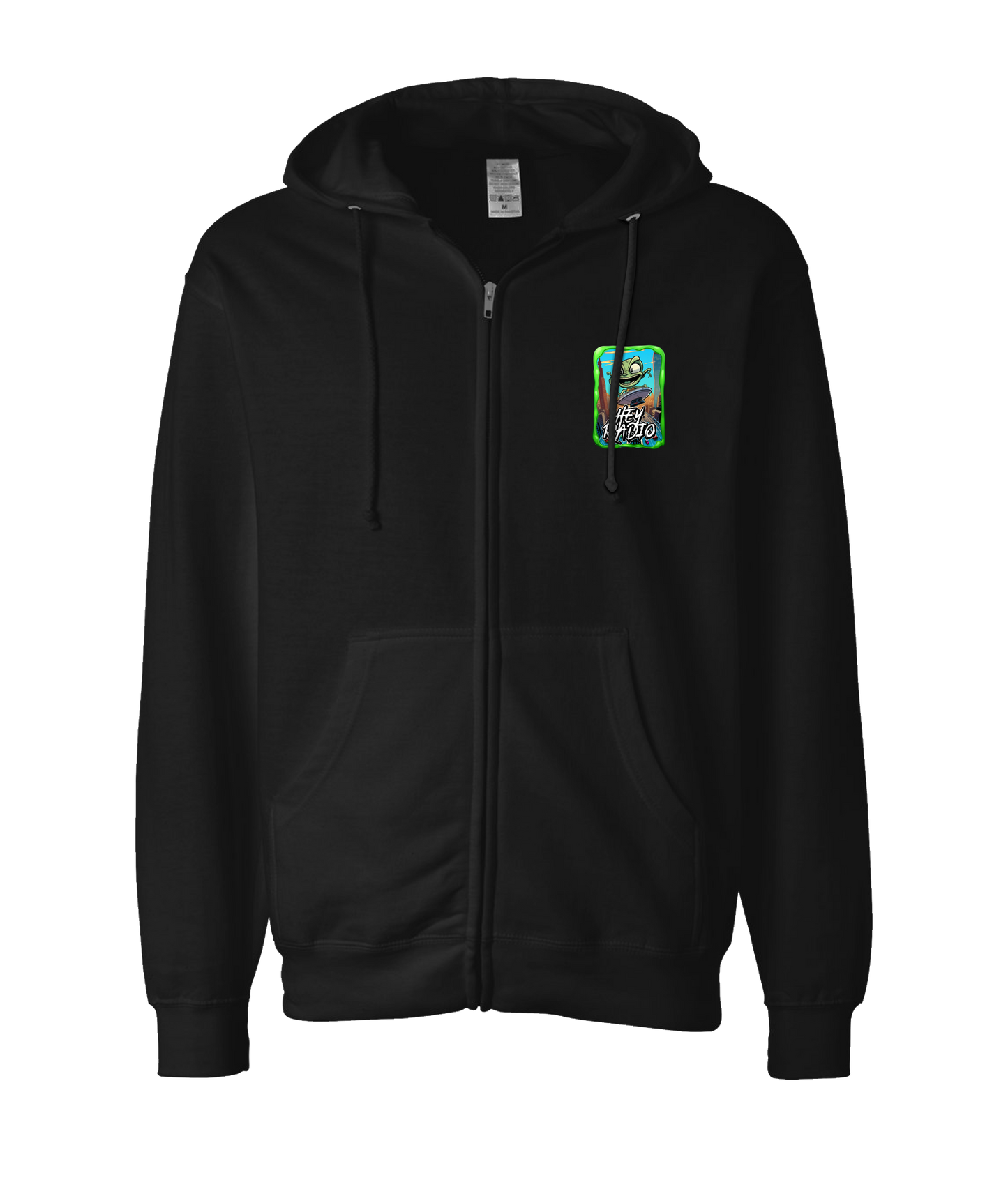 Hey Radio - Alian on a UFO - Black Zip Up Hoodie