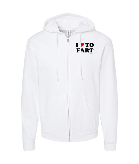 V-IFARTOP - I <3 TO FART - White Zip Up Hoodie