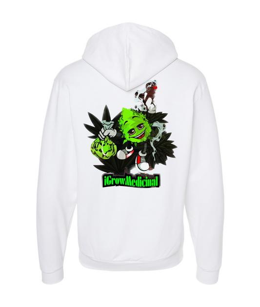 V-IGMMTOP - iGrowMedicinal1 - White Zip Up Hoodie