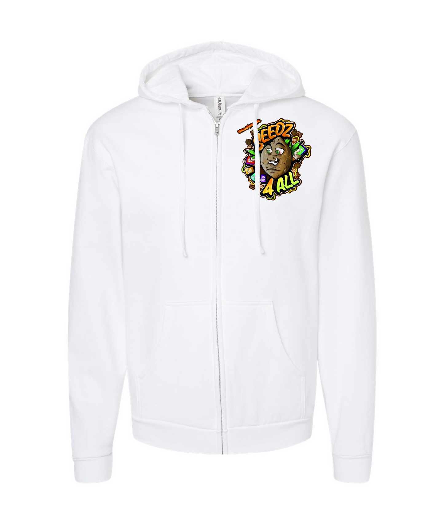 V-IGMMTOP - iGrowMedicinal2 - White Zip Up Hoodie