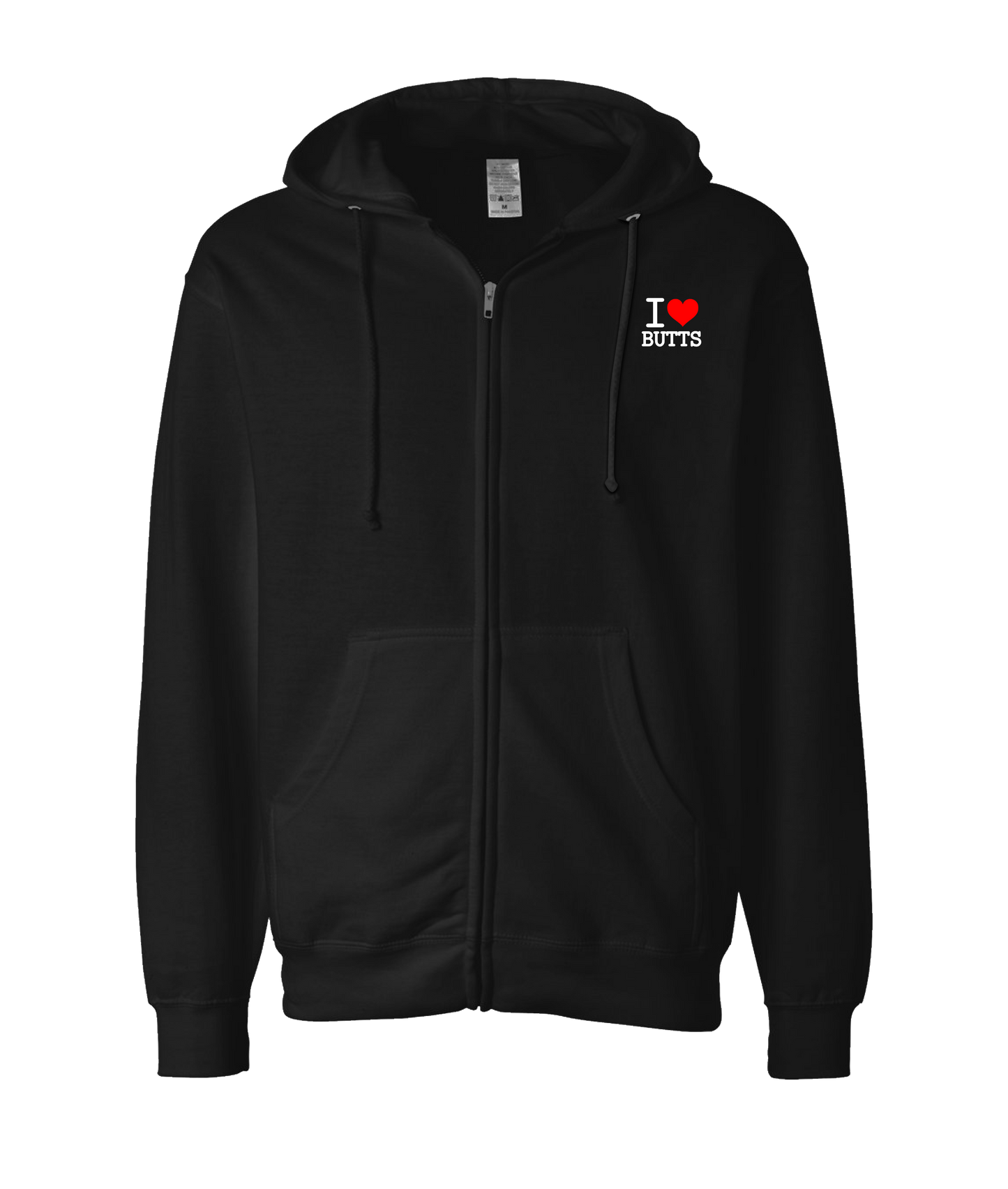 V-IHGTOP - I Heart Butts - Black Zip Up Hoodie