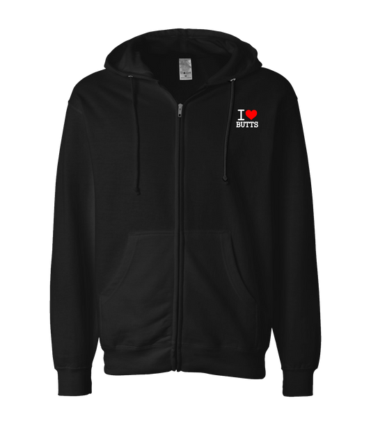 V-IHGTOP - I Heart Butts - Black Zip Up Hoodie